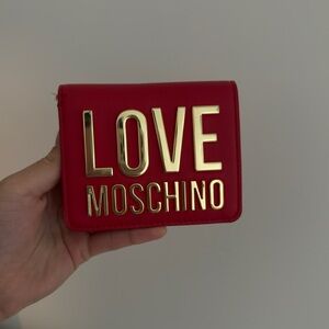 Love Moschino Bold Red Wallet with Gold Accents